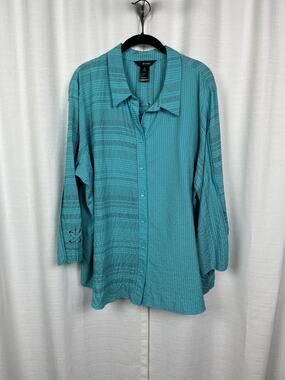 Ali Miles Blue 3/4 Sleeve Blouse Sz.2X